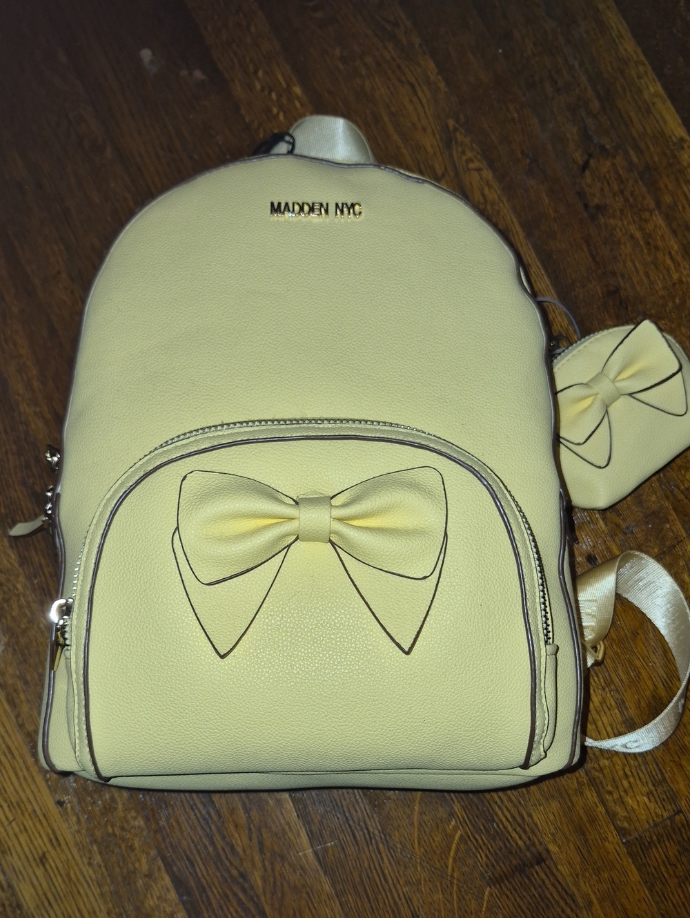 Lighr Yellow Steven Madden Bow Accent Mini Backpack